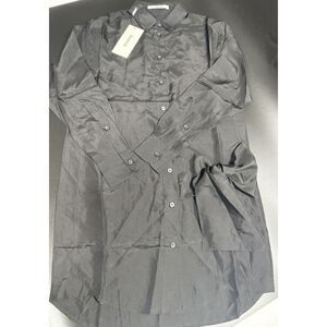 Thakoon‎ NWT Silk Wrap Tie Shirt Long Sleeve Collared Neck Dress in Black Small